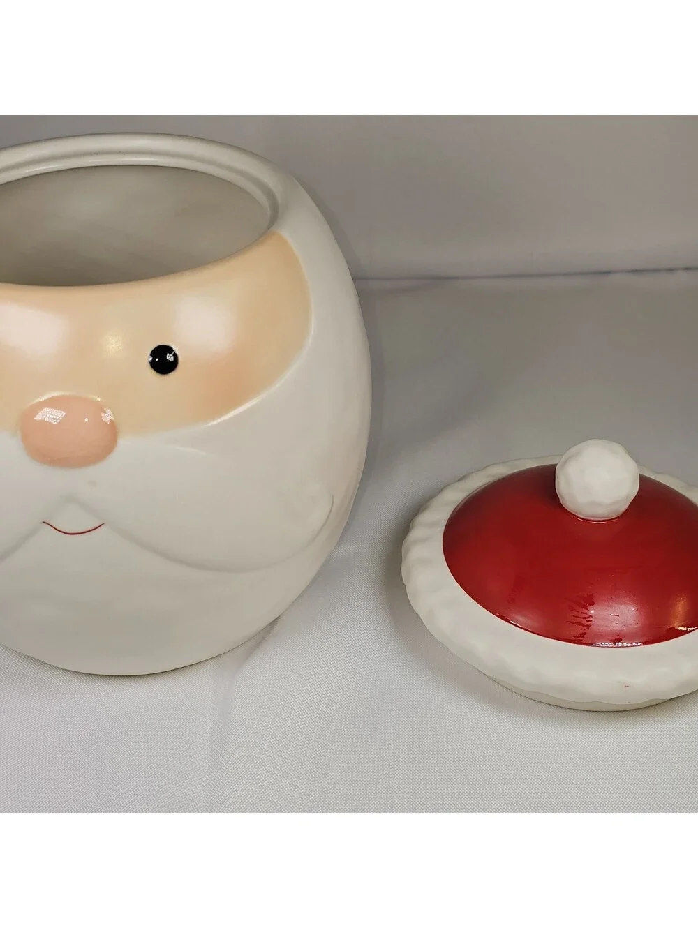 Vintage Hallmark Roly Poly Santa Claus Christmas Cookie Jar Round